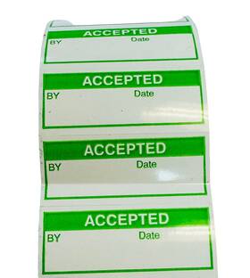 Lm-155bk2517 Labels And More 350 1-1/2 Inch X 5/8 Green Calibration Accepted Quality Control Stickers