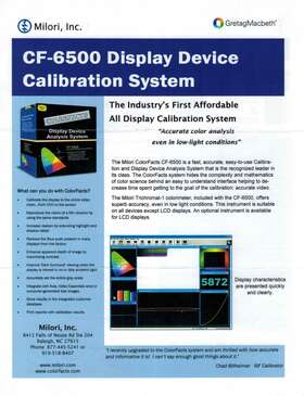 Cf-6500 Milori Colorfacts Display Calibration System