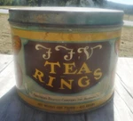 Southern Biscuit Co Usa 1 Pound Ffv Tea Rings Vintage Tin Can 6" Dia. Fixed Price $9.90.
