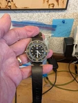 Automatic Diver Wristwatch Black Dial Leather Strap 300M Water Resistance. Fixed Price $200.00.