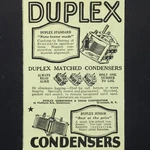 Duplex Condensers Radio Components Matched Units 1925 Vtg Print. Fixed Price $7.99.